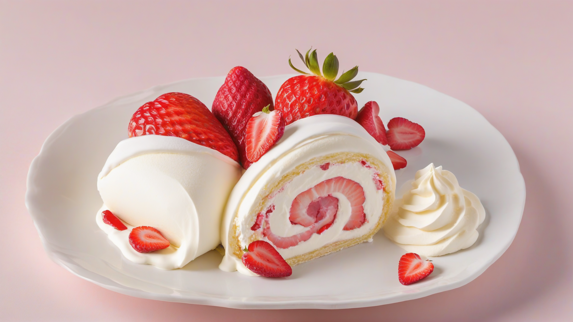 rotolo panna e fragole